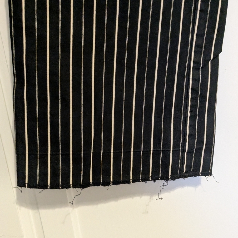 Nicole Miller Y2K Low Rise Black White Beige Striped Pants Long 12 Addams Family - Picture 11 of 12